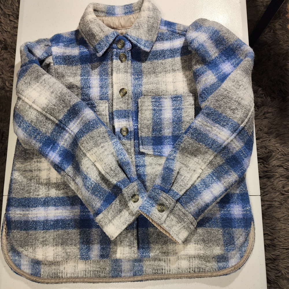 GAP Woman Blue and Gray Checkered Button Down Shirt S/P - Picture 6 of 9